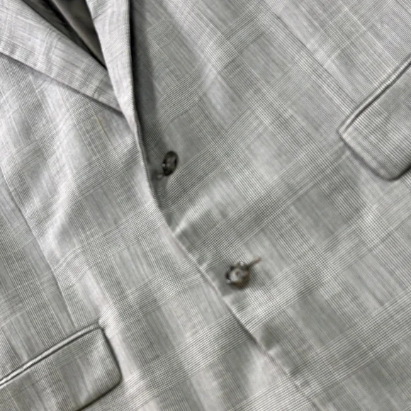 Stafford Gray Plaid Men Blazer , 44 Regular Classic Fit